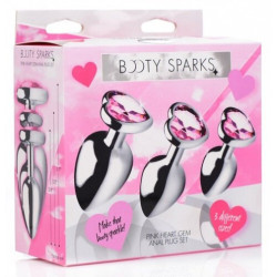 Booty Sparks 心型後庭塞三件裝 - 粉紅色
